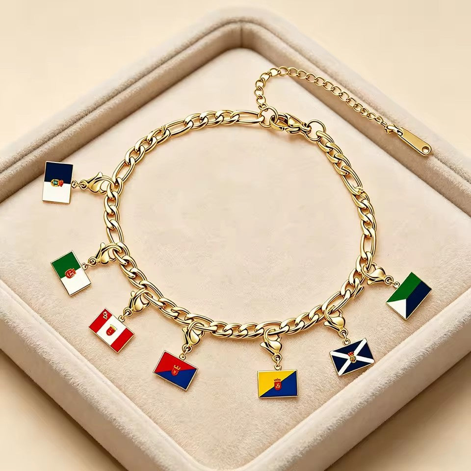 Stainless Steel National Flag Pendant Bracelet