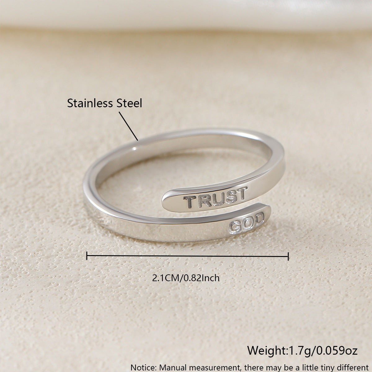 Stainless steel non-fading open ring