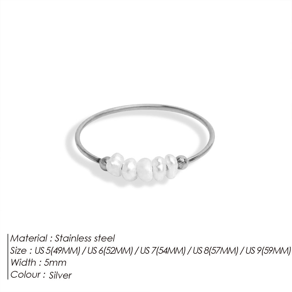 Stainless Steel Pearl Ring