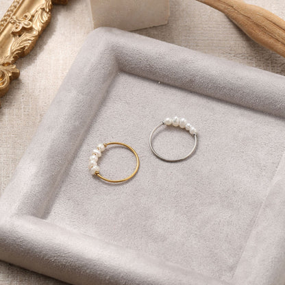Stainless Steel Pearl Ring