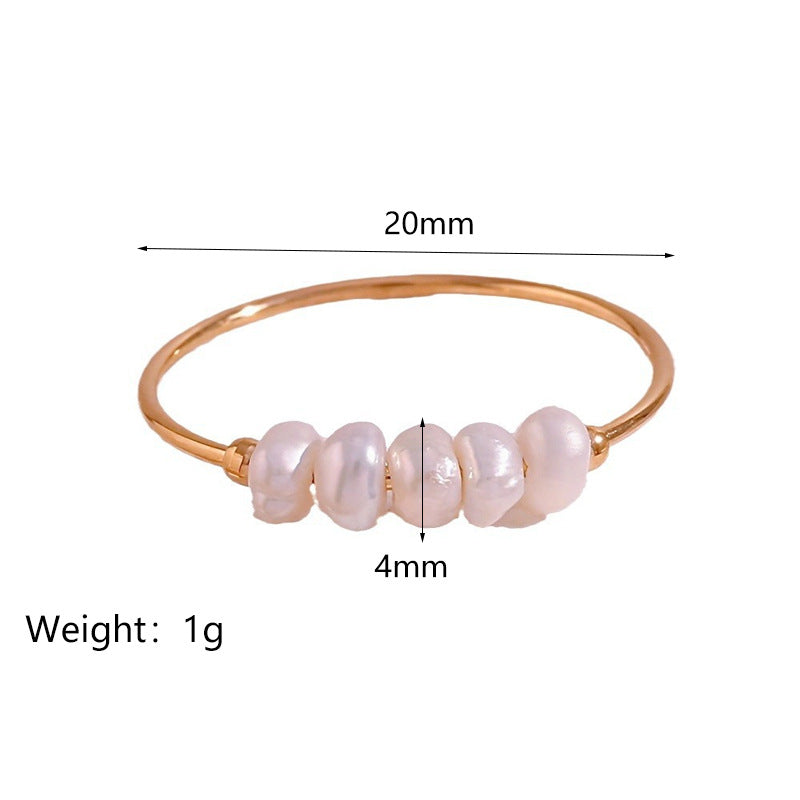 Stainless Steel Pearl Ring