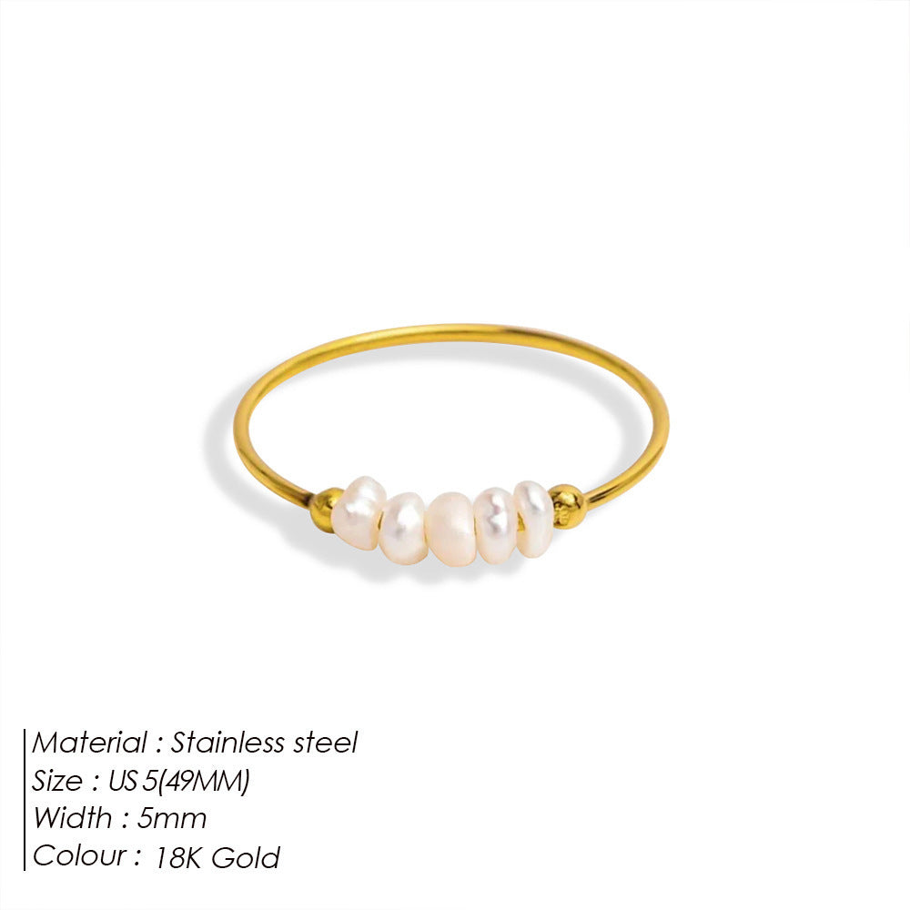 Stainless Steel Pearl Ring