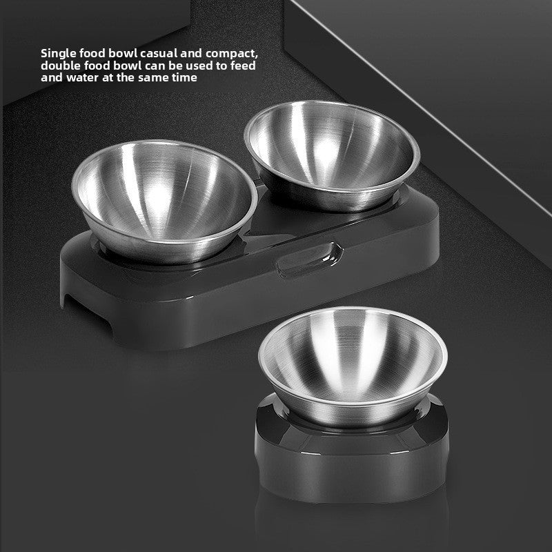 Stainless Steel Pet Feeder Slanted Neck Bowl