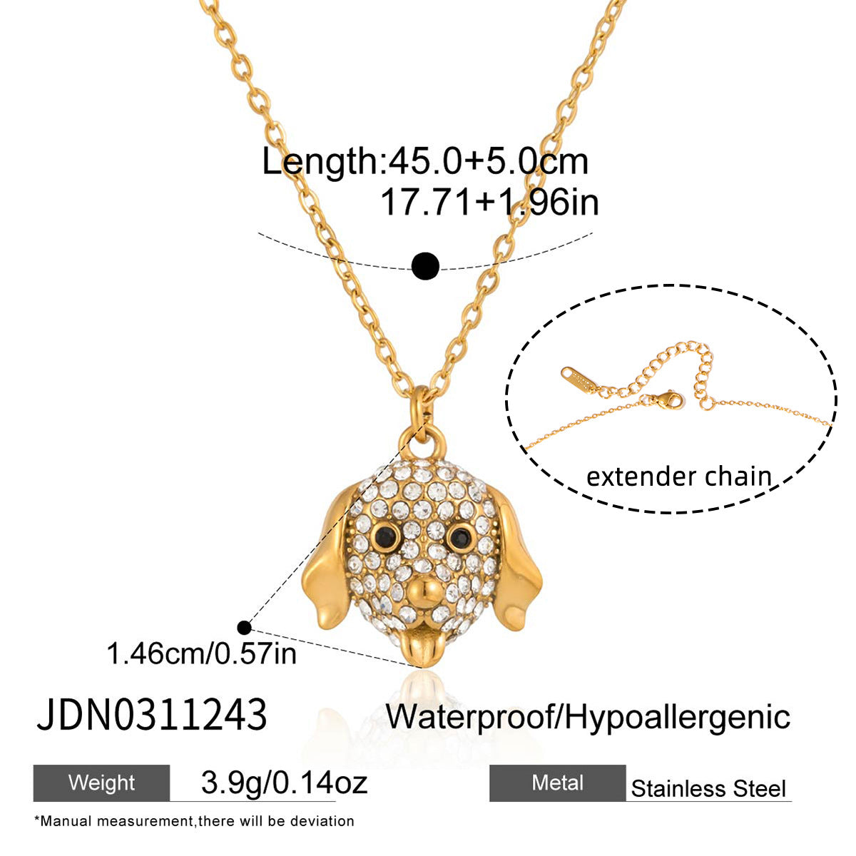 Stainless Steel Pet Necklace Geometric Design