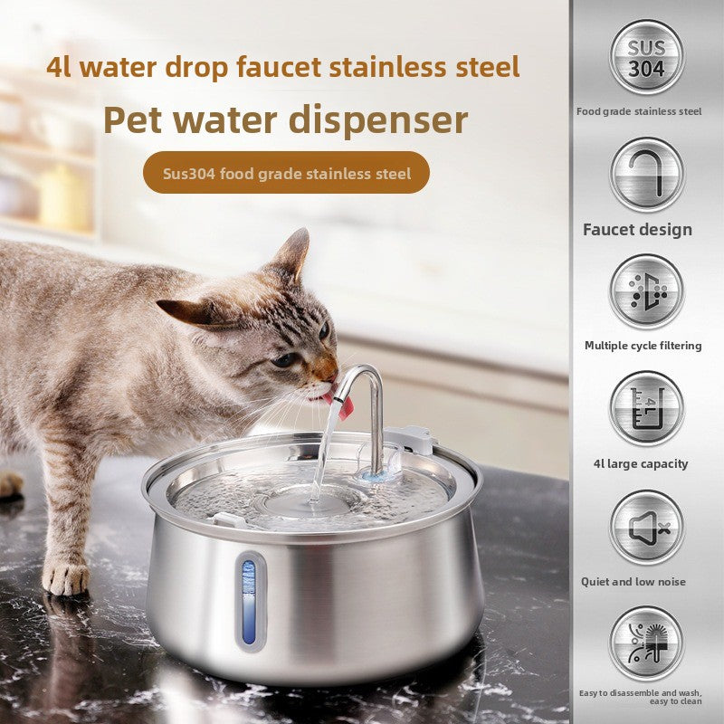 Stainless Steel Pet Water Dispenser with Visual Window