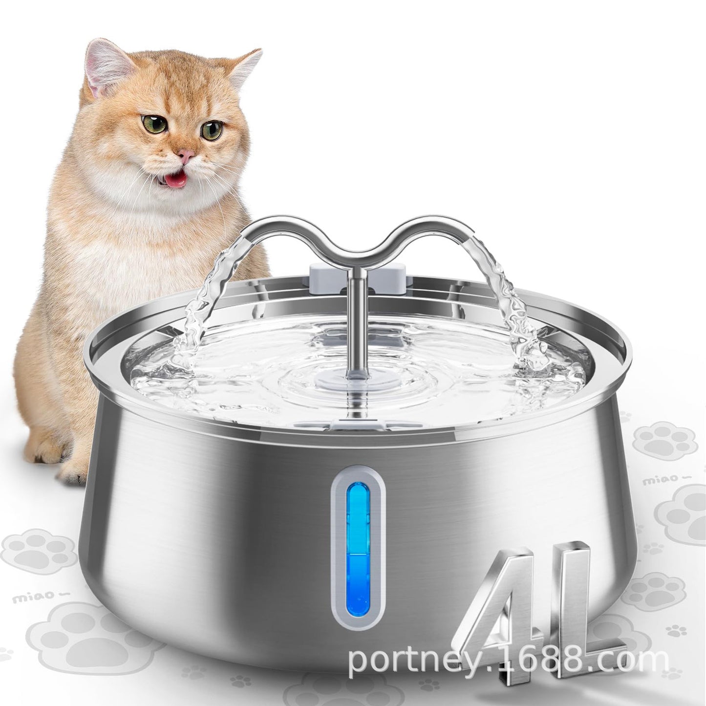 Stainless steel pet water fountain for cats and dogs