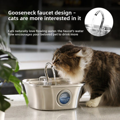 Stainless Steel Pet Water Fountain with Large Capacity