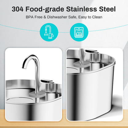 Stainless Steel Pet Water Fountain with Smart Induction