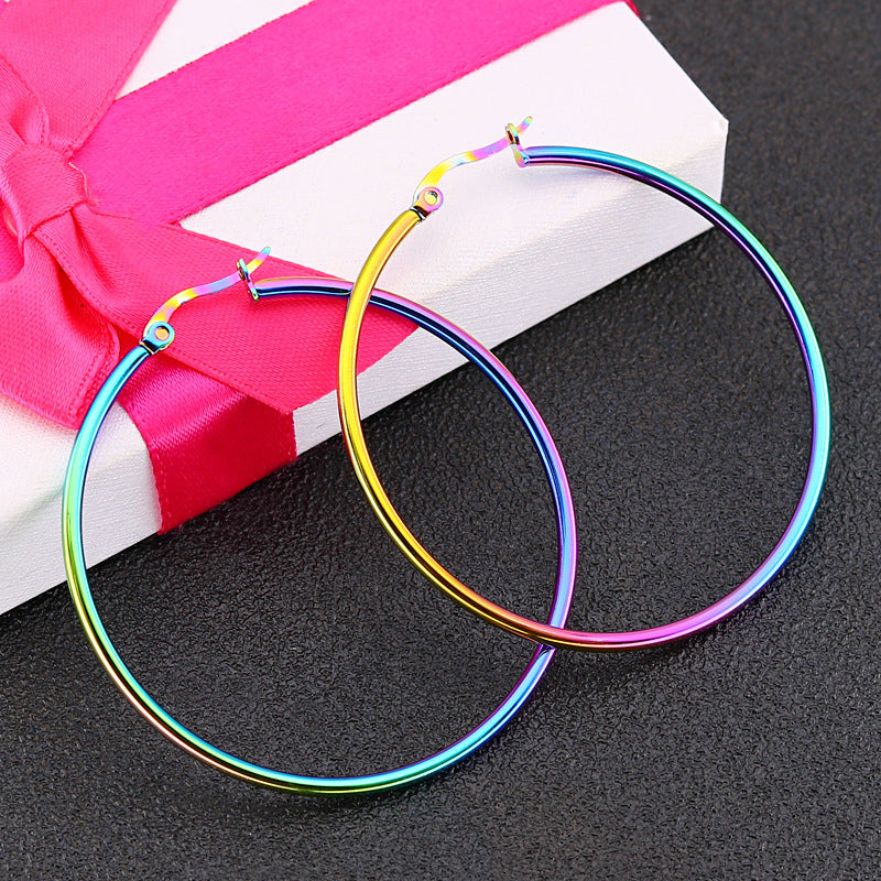 Stainless steel plain hoop earrings