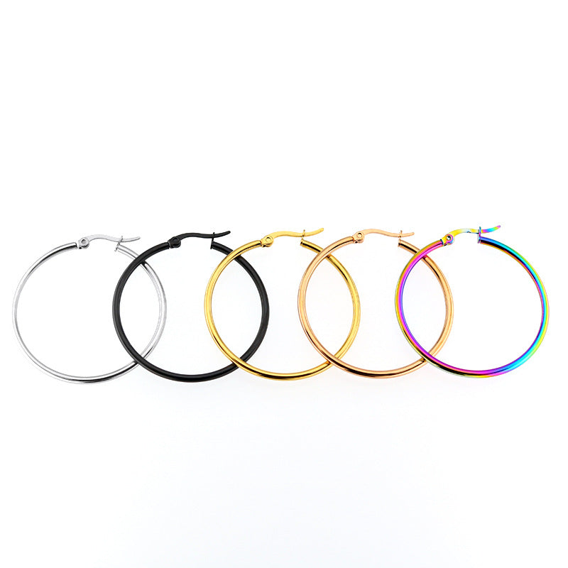 Stainless steel plain hoop earrings