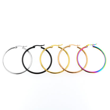 Stainless steel plain hoop earrings
