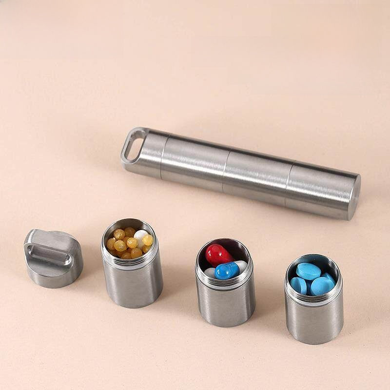 Stainless Steel Portable Pill Organizer Container