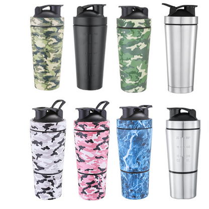 Stainless Steel Protein Shaker Cup with Powder Container