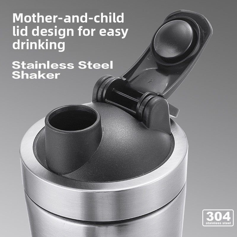 Stainless Steel Protein Shaker Cup with Powder Container