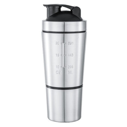 Stainless Steel Protein Shaker Cup with Powder Container