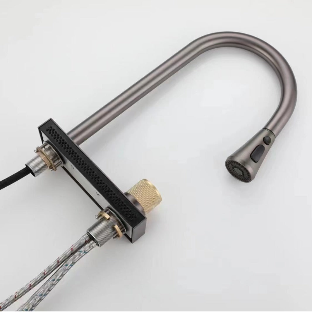 Stainless Steel Pull Out Kitchen Faucet with Waterfall Spout