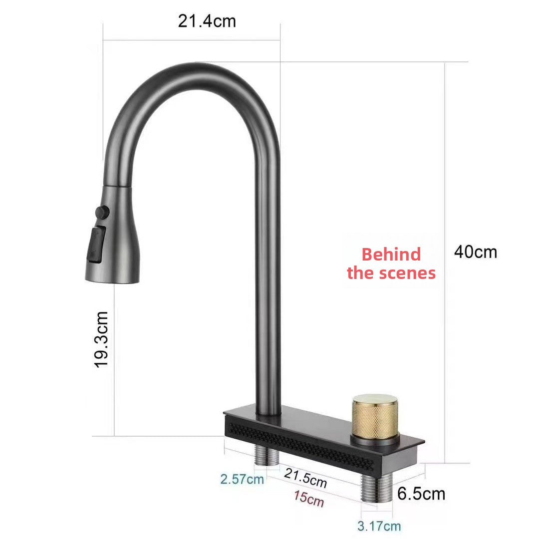 Stainless Steel Pull Out Kitchen Faucet with Waterfall Spout