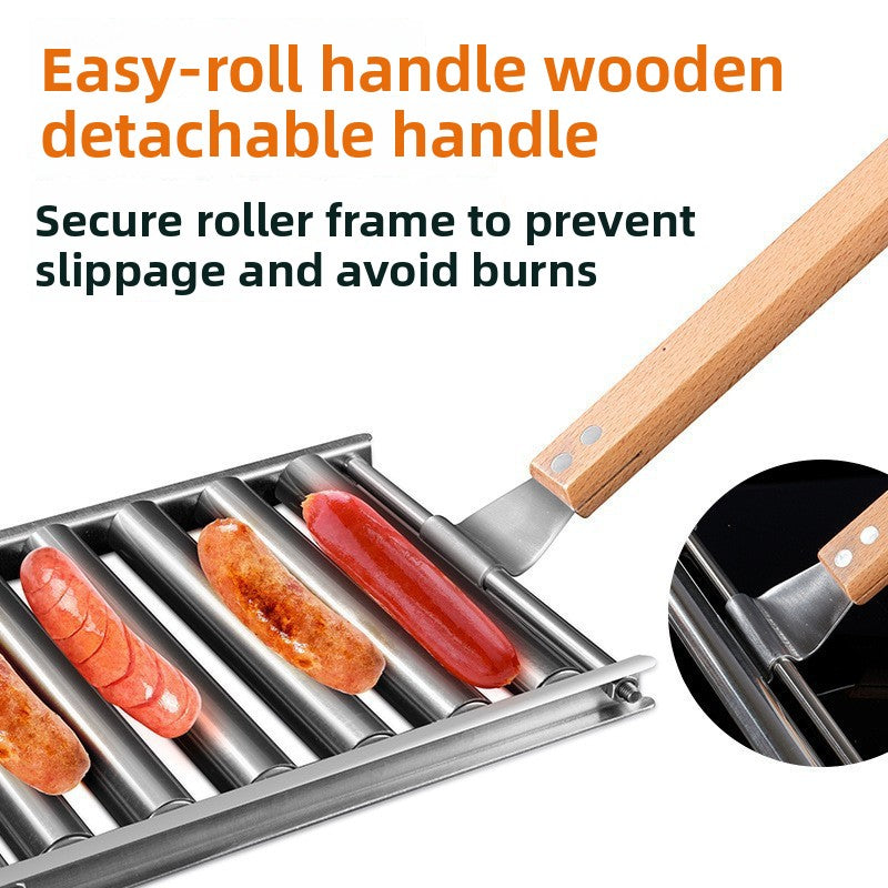Stainless Steel Removable Rollable Sausage Grill Hot Dog Barbecue Grill Set