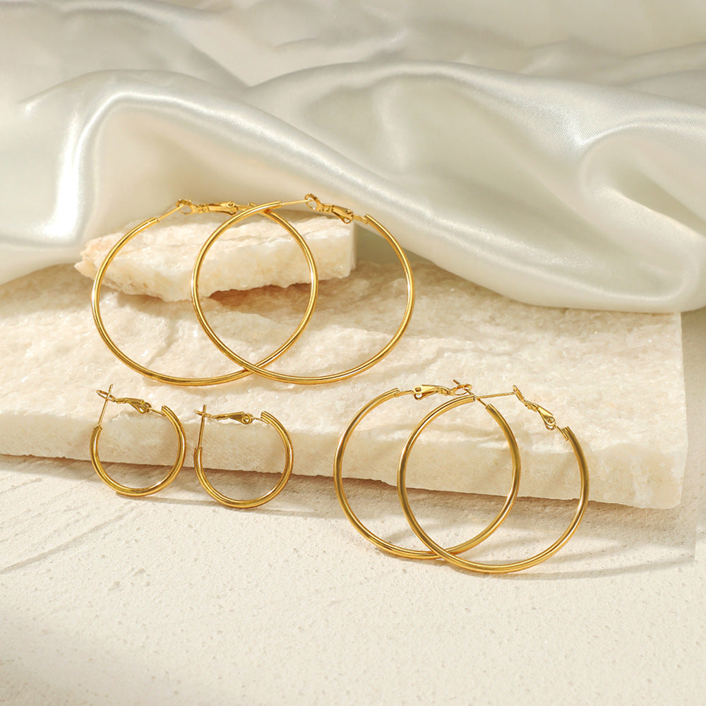 Stainless steel round earrings