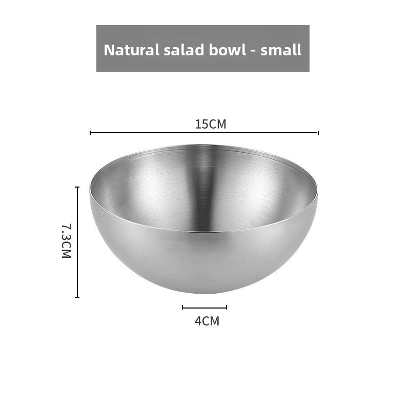 Stainless Steel Salad Bowl, Korean-Style Single-Layer Large Soup Noodle Bowl, Cold Noodle Bowl, BBQ Bowl, and Instant Noodle Bowl
