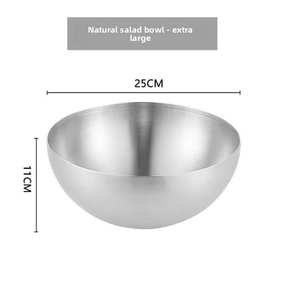 Stainless Steel Salad Bowl, Korean-Style Single-Layer Large Soup Noodle Bowl, Cold Noodle Bowl, BBQ Bowl, and Instant Noodle Bowl