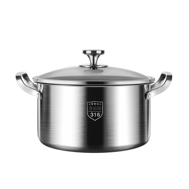 Stainless steel saucepan with two handles