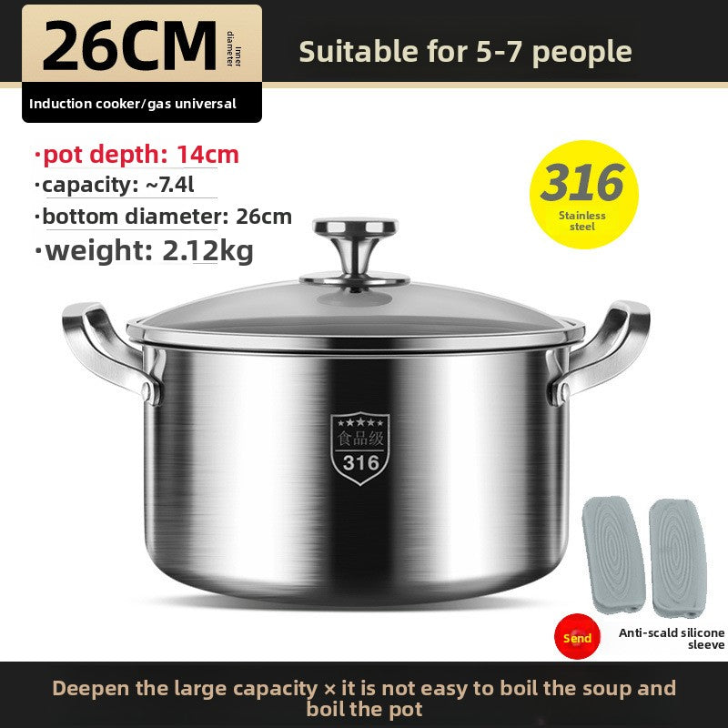 Stainless steel saucepan with two handles