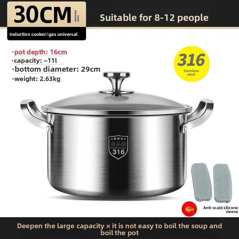 Stainless steel saucepan with two handles