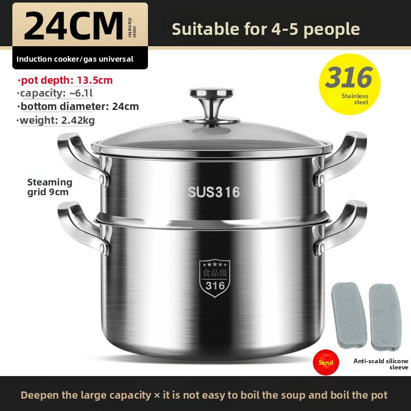 Stainless steel saucepan with two handles