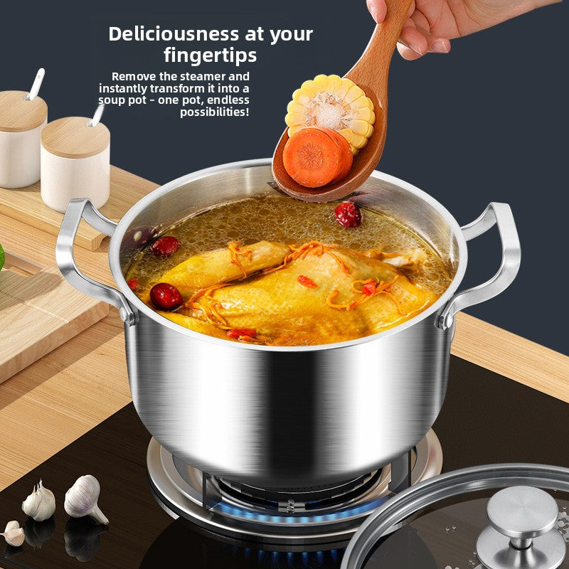 Stainless steel saucepan with two handles