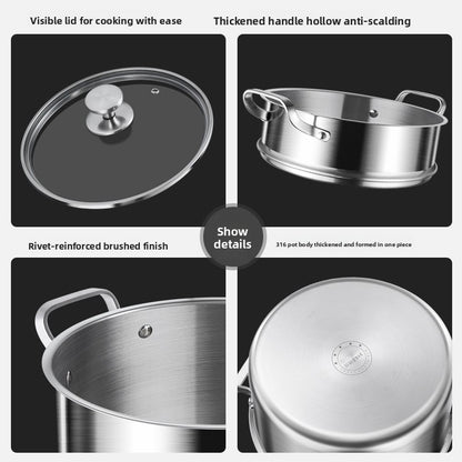 Stainless steel saucepan with two handles