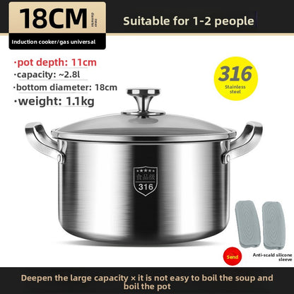 Stainless steel saucepan with two handles