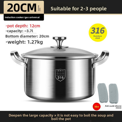 Stainless steel saucepan with two handles