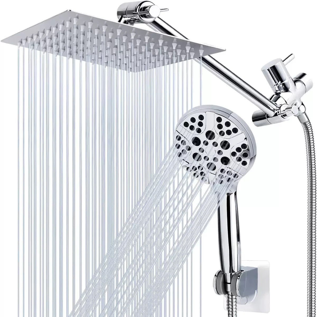 Stainless Steel Shower Set with 8 Functions and Extension Rod