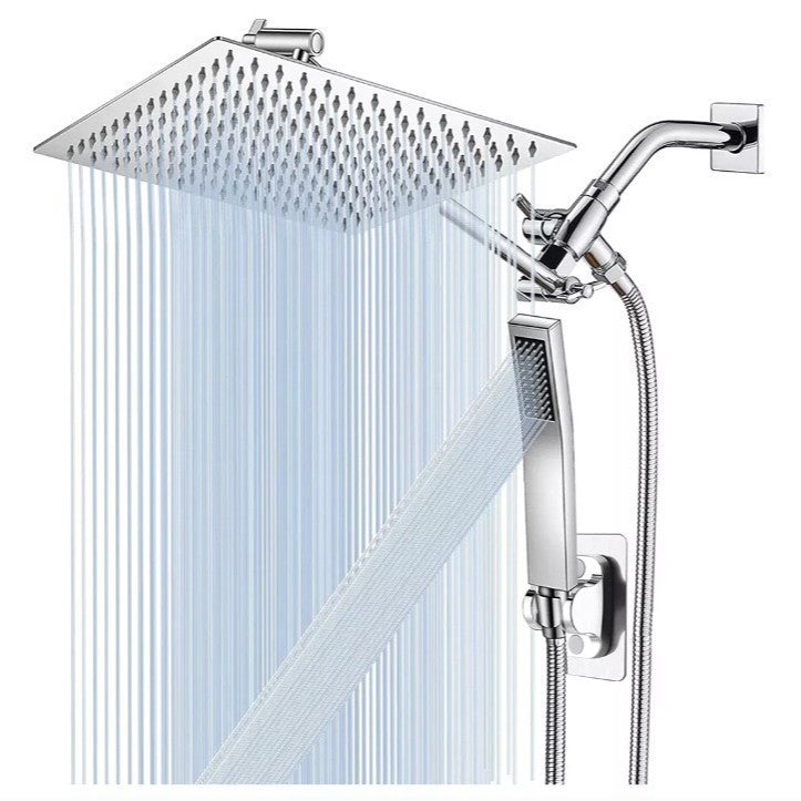 Stainless Steel Shower Set with 8 Functions and Extension Rod