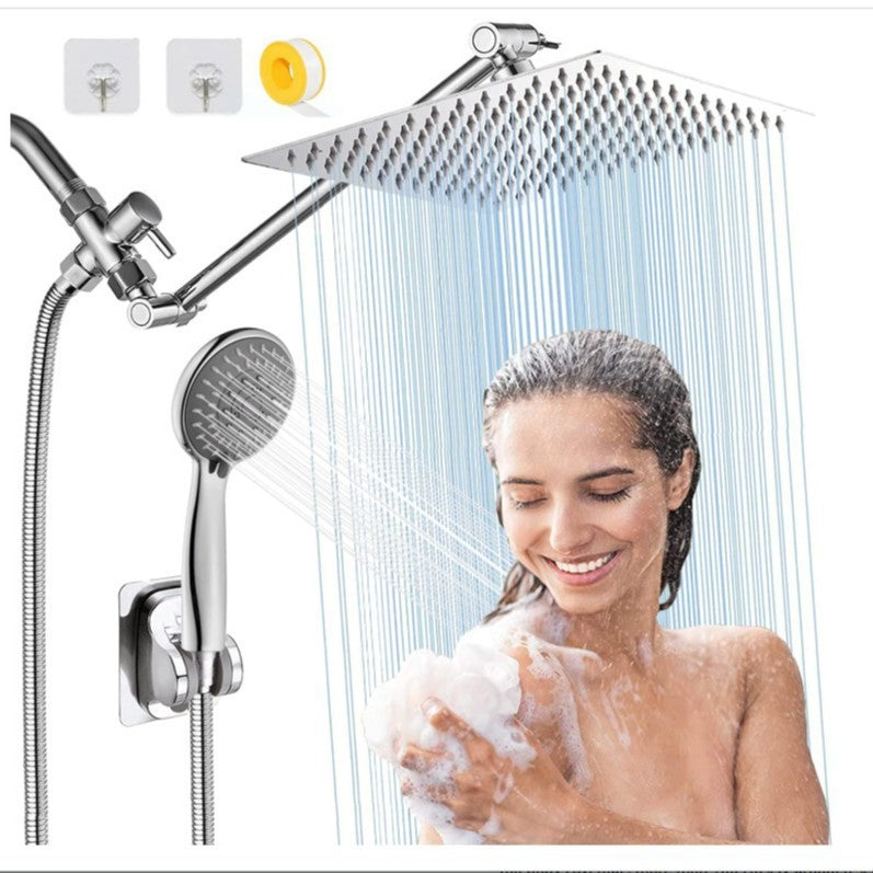 Stainless Steel Shower Set with 8 Functions and Extension Rod