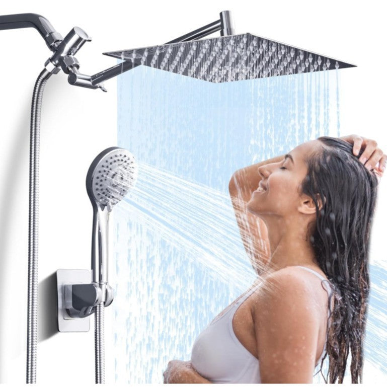 Stainless Steel Shower Set with 8 Functions and Extension Rod