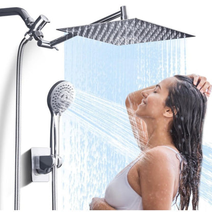 Stainless Steel Shower Set with 8 Functions and Extension Rod