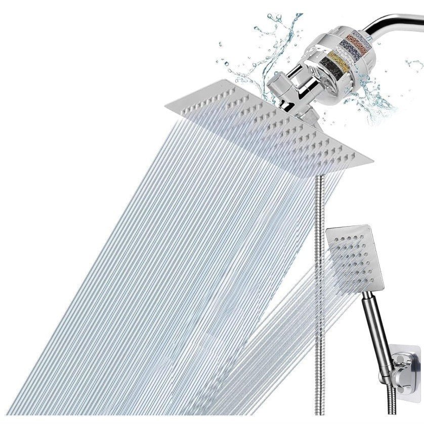 Stainless Steel Shower Set with 8 Functions and Extension Rod