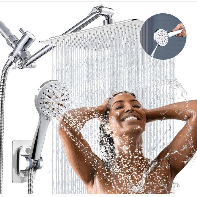 Stainless Steel Shower Set with 8 Functions and Extension Rod