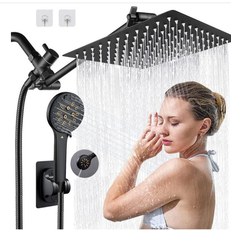 Stainless Steel Shower Set with 8 Functions and Extension Rod