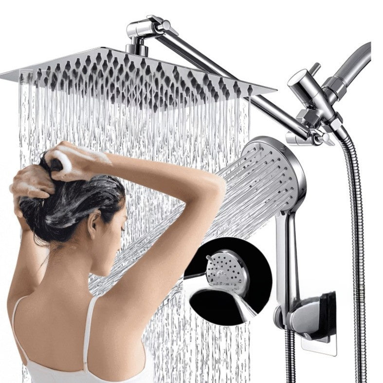 Stainless Steel Shower Set with 8 Functions and Extension Rod