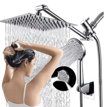 Stainless Steel Shower Set with 8 Functions and Extension Rod