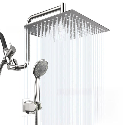 Stainless Steel Shower Set with 8 Functions and Extension Rod