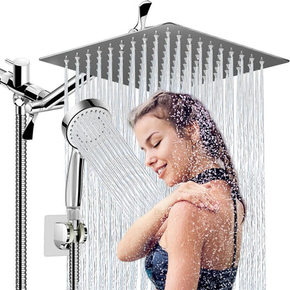 Stainless Steel Shower Set with 8 Functions and Extension Rod
