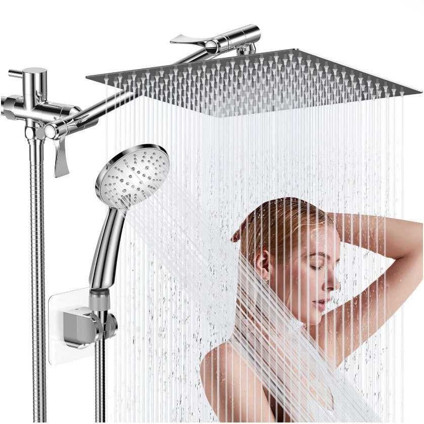 Stainless Steel Shower Set with 8 Functions and Extension Rod
