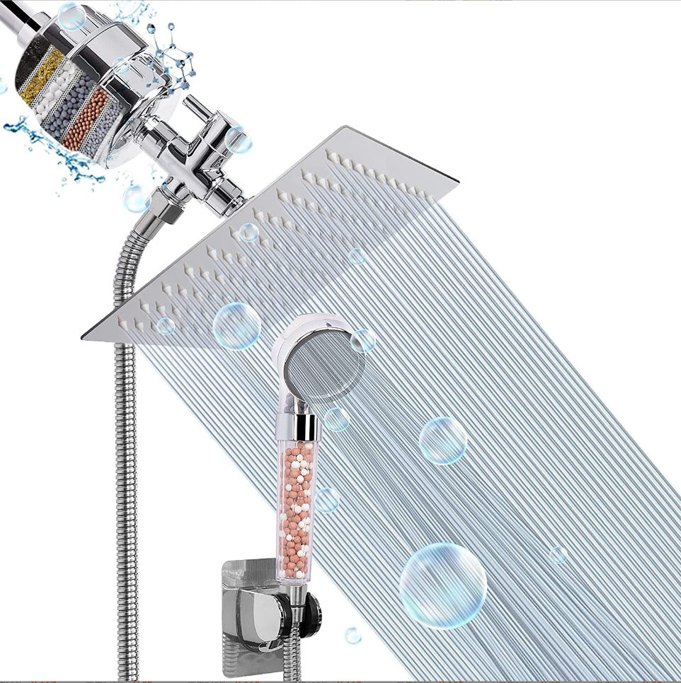Stainless Steel Shower Set with 8 Functions and Extension Rod