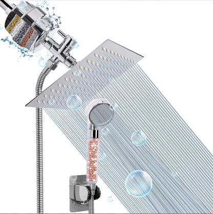 Stainless Steel Shower Set with 8 Functions and Extension Rod