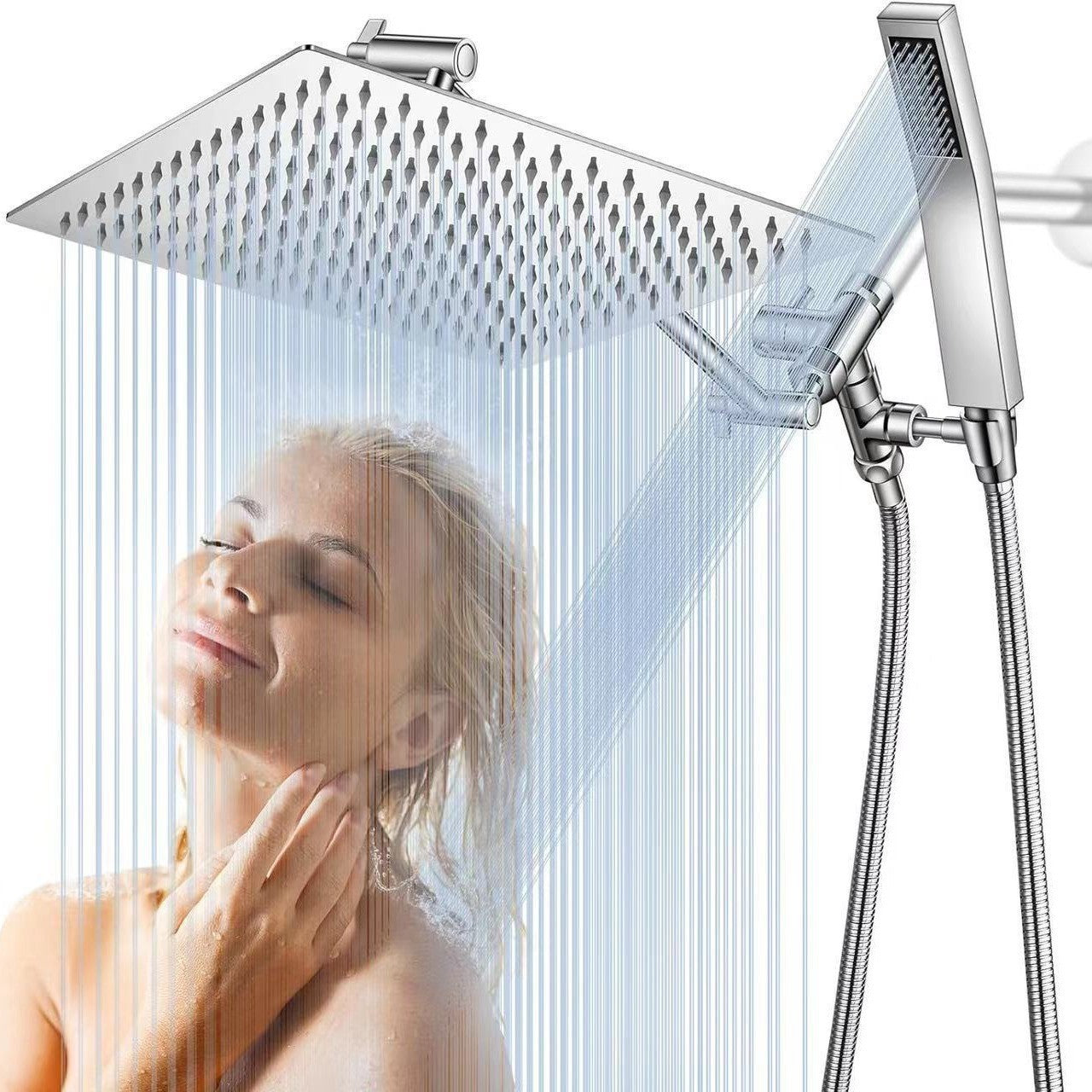 Stainless Steel Shower Set with 8 Functions and Extension Rod