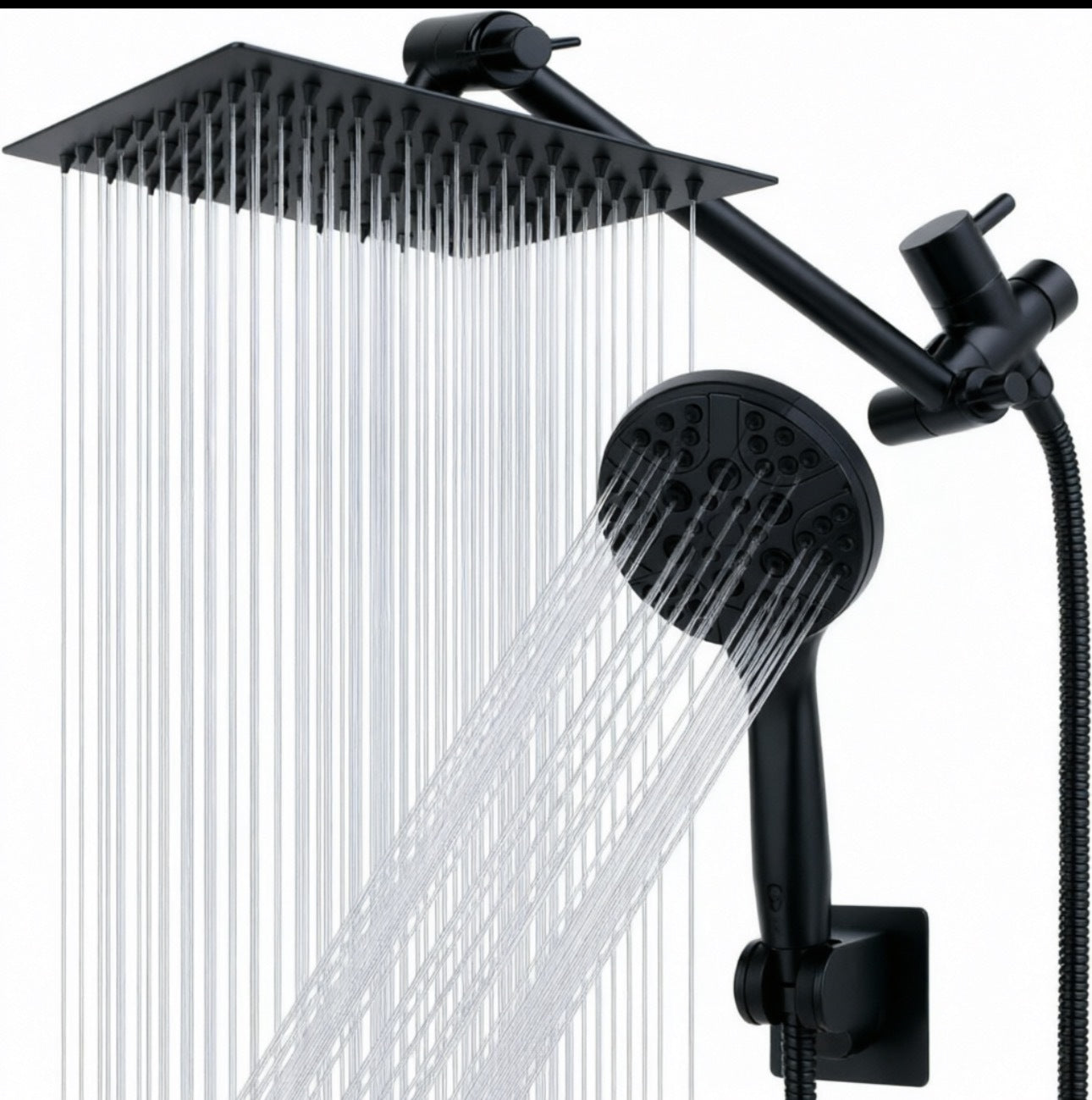 Stainless Steel Shower Set with 8 Functions and Extension Rod